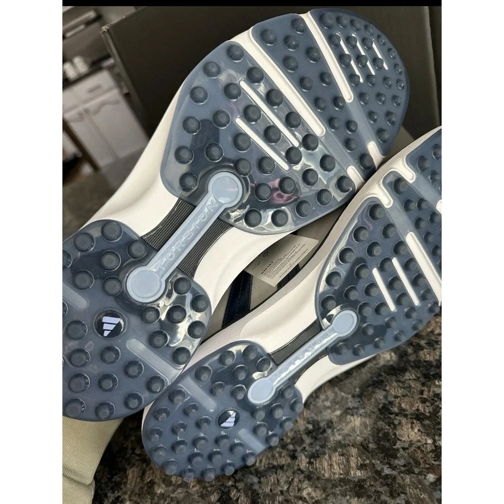 Adidas MC Z-Traxion Golf Shoes Grey Navy Blue Spikeless Leather IH5151 Mens 12